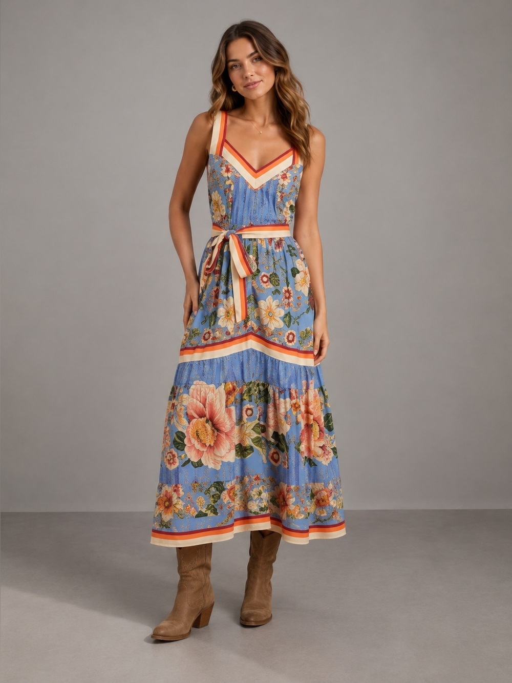 Farm Rio Blue Superbloom Tapestry Maxi Dress XS B290 - Picture 1 of 5